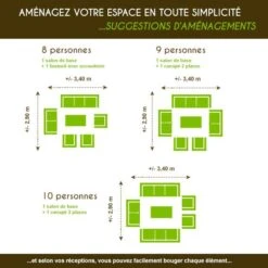 Salon De Jardin Calvi Sepia/Ecru - 7 Places -Mobilier De Jardin 29626