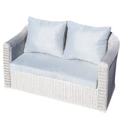 Canapé De Jardin 2 Places Calvi - Blanc/Gris Clair -Mobilier De Jardin 51193 1592986017