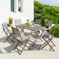 Table De Jardin Pliante Aluminium Azua (150 X 80 Cm) - Marron Tonka