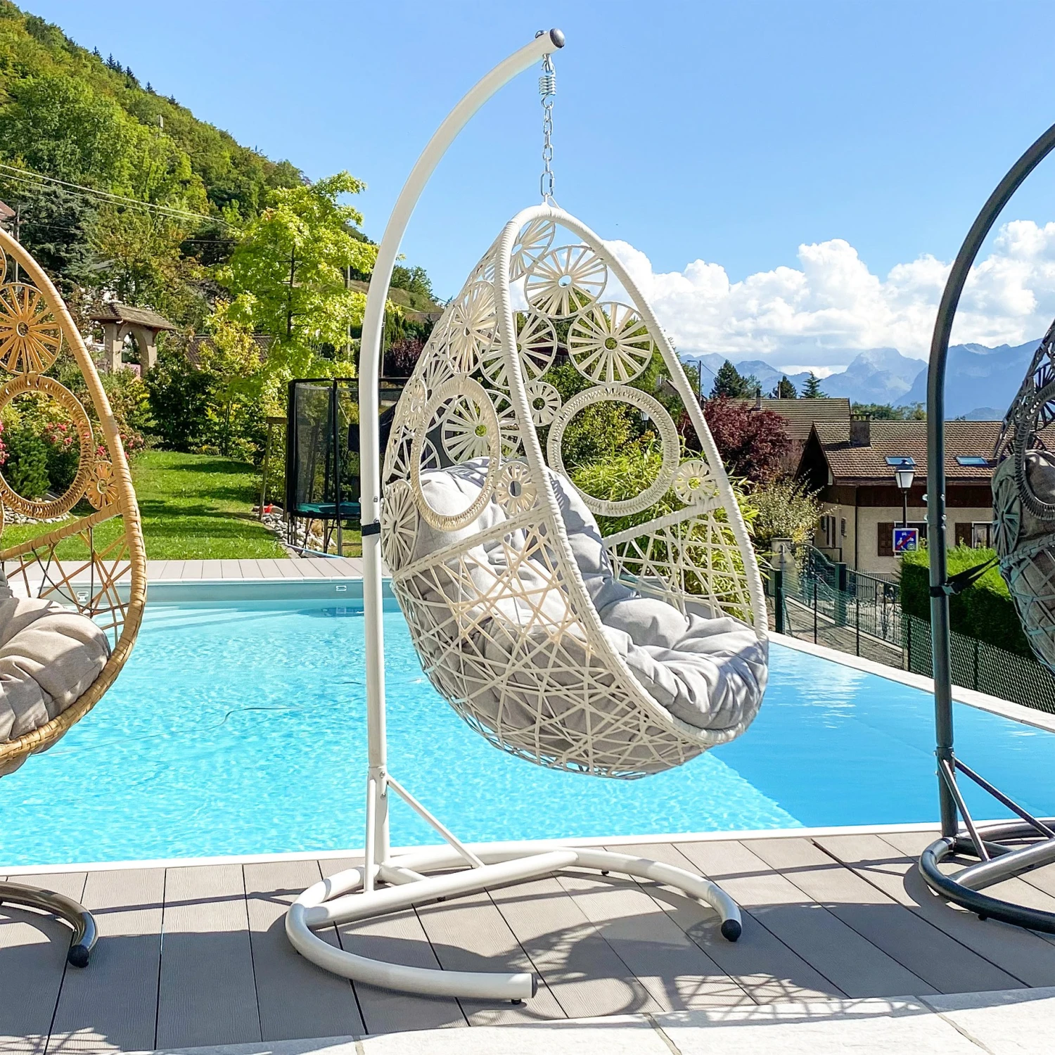 Loveuse suspendue Paros - Blanc/Gris clair Loveuse Suspendue Paros - Blanc/Gris Clair -Mobilier De Jardin 76733 1600164938