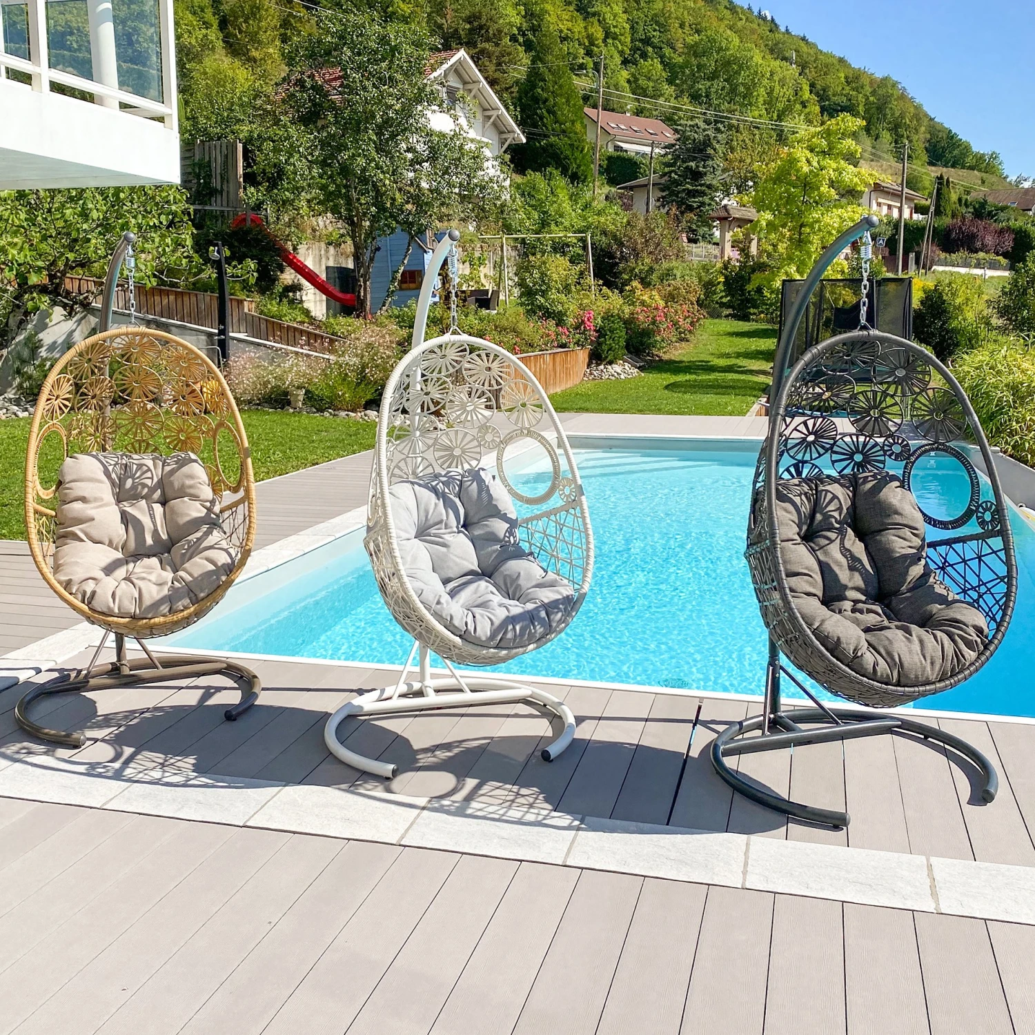 Loveuse suspendue Paros - Blanc/Gris clair Loveuse Suspendue Paros - Blanc/Gris Clair -Mobilier De Jardin 76733 1600164971