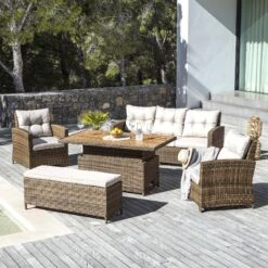 Salon De Jardin Tivoli Up And Down Naturel/Beige - 7 Places