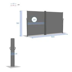Paravent Rétractable Double Capao - Gris Graphite -Mobilier De Jardin 92488 1618489494