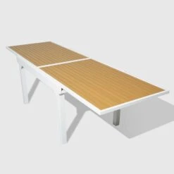 Table De Jardin Extensible 12 Places Aluminium Effet Bois Murano (320 X 100 Cm) - Blanche -Mobilier De Jardin 94639 1610701361