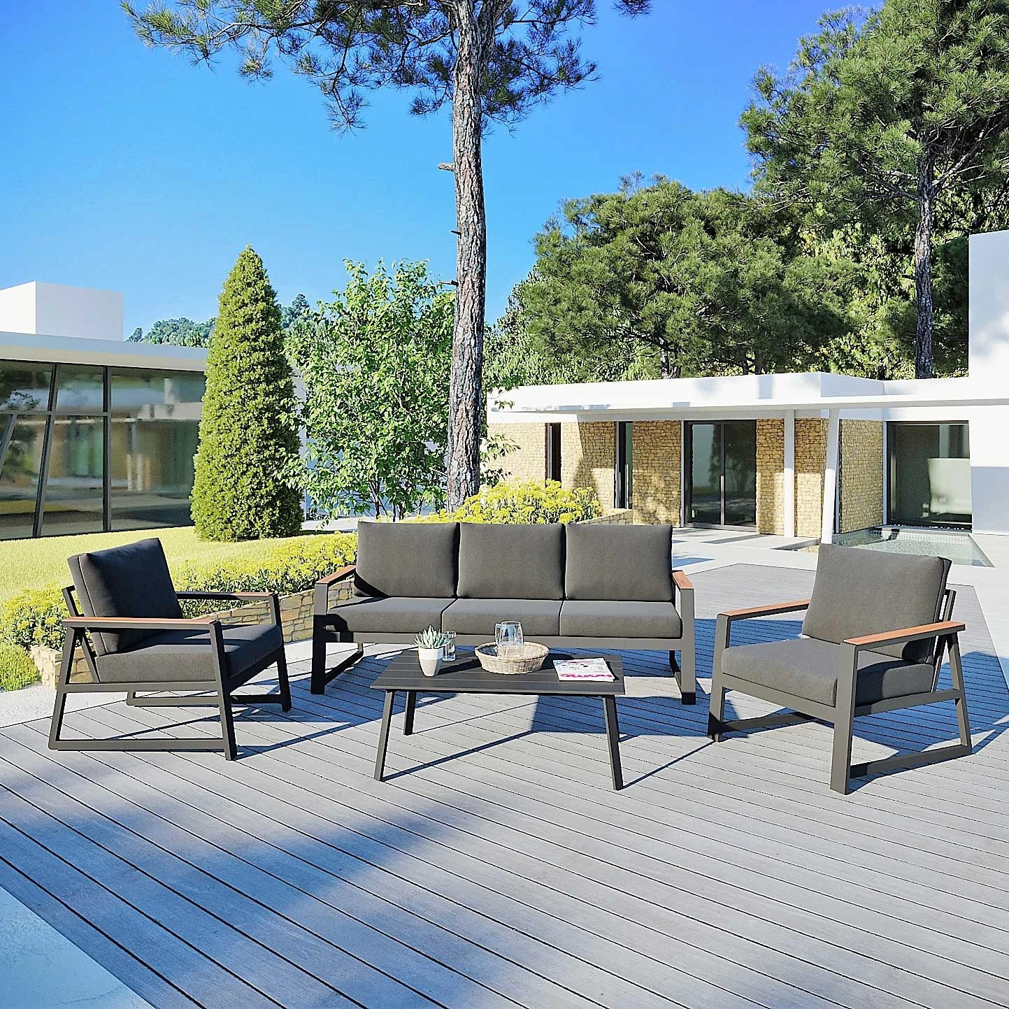 Salon de jardin Milano Gris anthracite - 5 places Salon De Jardin Milano Gris Anthracite - 5 Places -Mobilier De Jardin 94660 1611841707