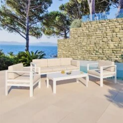 Salon De Jardin Ostara Blanc - 5 Places