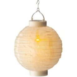Lanterne Chinoise Solaire LED Nylon Effet Flamme - Blanc Chaud -Mobilier De Jardin 96301 1612523889