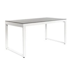Table De Jardin 6 Places Aluminium/Céramique Kore (150 X 75 Cm) - Blanc/Gris Clair -Mobilier De Jardin 99728 1621499139