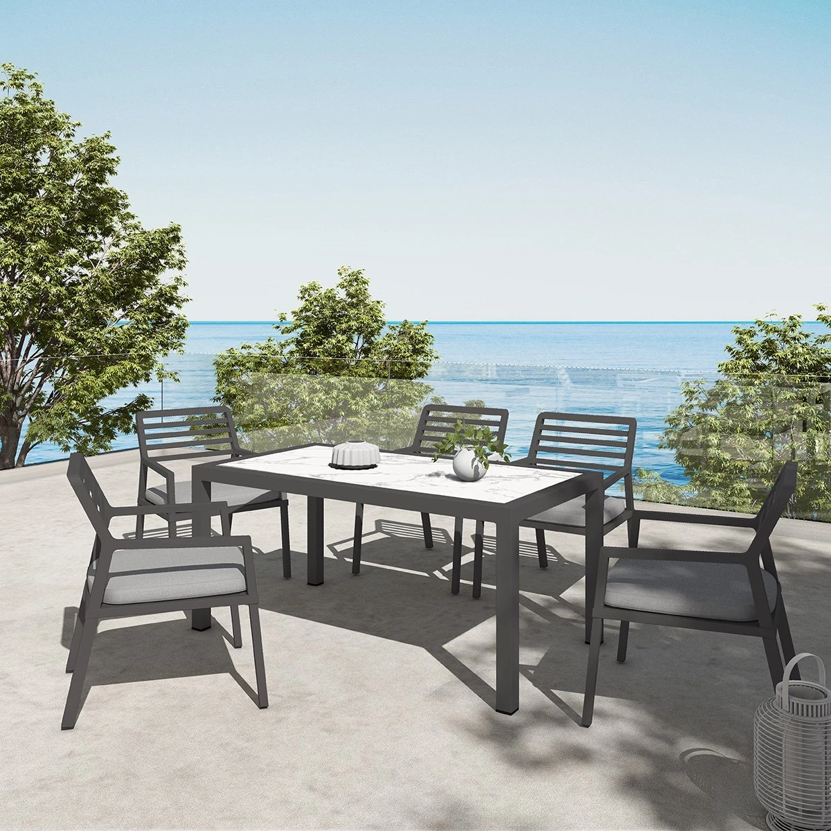 Table de jardin 6 places Aluminium/Céramique Torano (162 x 87 cm) - Gris anthracite/Blanc Table De Jardin 6 Places Aluminium/Céramique Torano (162 X 87 Cm) - Gris Anthracite/Blanc -Mobilier De Jardin 99749 1621515824
