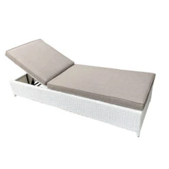 Transat Résine Tressée Tivoli - Blanc -Mobilier De Jardin bain de soleil resine tivoli blanc 76688