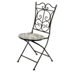 Chaise Bistro Mosaïque Siena Marron/Gris -Mobilier De Jardin bistro chair siena iron outdoor 124731 1672235134