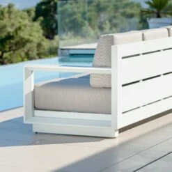 Canapé De Jardin 3 Places Elba - Blanc -Mobilier De Jardin canap de jardin 3 places elba blanc 111461 1655381559