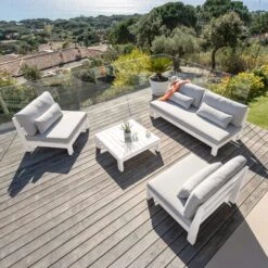 Canapé De Jardin 3 Places Borneo - Blanc -Mobilier De Jardin canape 3 places de jardin en bois borneo blanc 124947 1677662953