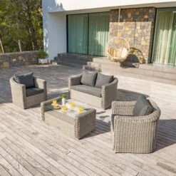 Canapé De Jardin 2 Places Calvi - Gris -Mobilier De Jardin canape de jardin 2 places calvi gris 68549 1582211816
