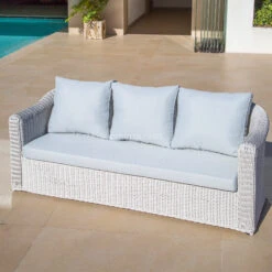 Canapé De Jardin 3 Places Calvi - Blanc/gris Clair