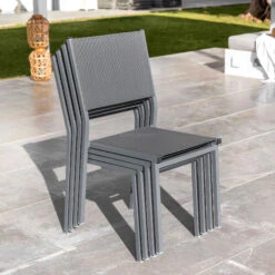 Chaise De Jardin Alu Empilable Murano - Gris Anthracite -Mobilier De Jardin chaise de jardin alu empilable murano gris anthracite 76436 1583313968
