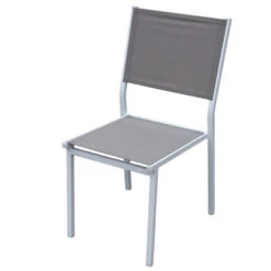 Chaise De Jardin Alu Empilable Murano - Blanc / Taupe -Mobilier De Jardin chaise de jardin en alu empilable murano blanc taupe 76439