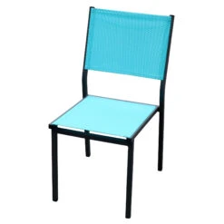 Chaise De Jardin Alu Empilable Murano - Gris Anthracite/Bleu -Mobilier De Jardin chaise de jardin en alu empilable murano bleu 76454