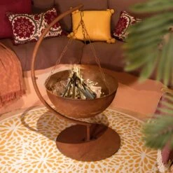 Cheminée Brasero Boule Rouille