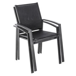Fauteuil De Jardin Alu Empilable Axiome - Gris Poivre Et Graphite -Mobilier De Jardin fauteuil axiome poivre graphit 68335 2