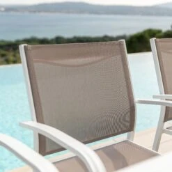 Fauteuil De Jardin Alu Empilable Murano - Blanc / Taupe -Mobilier De Jardin fauteuil de jardin alu empilable murano blanc taupe 76469 1648562077