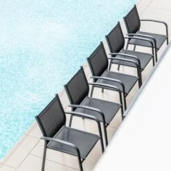 Fauteuil De Jardin Alu Empilable Murano - Gris Anthracite -Mobilier De Jardin fauteuil de jardin alu empilable murano gris anthracite 76466 1648560035