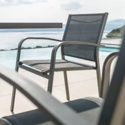 Fauteuil De Jardin Alu Empilable Murano - Gris Anthracite