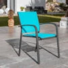 Fauteuil De Jardin Alu Empilable Murano - Gris Anthracite/Bleu