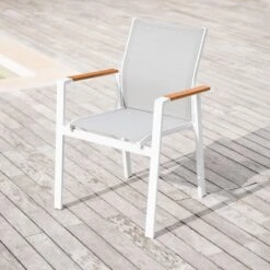 Fauteuil De Jardin Alu Empilable Bali - Blanc