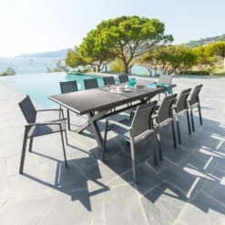 Fauteuil De Jardin Alu Empilable Axiome - Gris Poivre Et Graphite -Mobilier De Jardin fauteuil de jardin empilable axiome gris poivre et graphite 68335