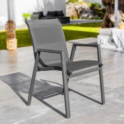 Fauteuil De Jardin Empilable Corfu - Gris Anthracite
