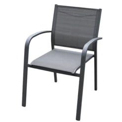 Fauteuil De Jardin Alu Empilable Murano - Gris Anthracite -Mobilier De Jardin fauteuil de jardin en alu empilable murano anthracite 76466