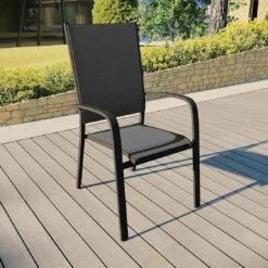 Fauteuil De Jardin Haut Alu Empilable Murano - Gris Anthracite