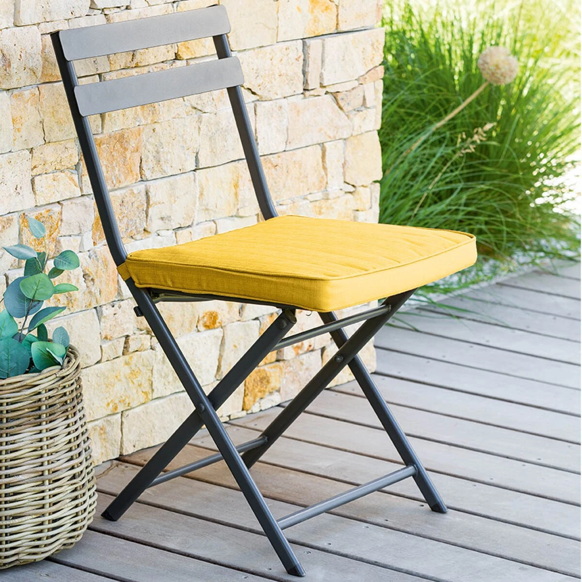 Galette de chaise carrée (40 cm) Korai Jaune Moutarde Galette De Chaise Carrée (40 Cm) Korai Jaune Moutarde -Mobilier De Jardin galette de chaise scratch jaune moutarde 76037 1622713640