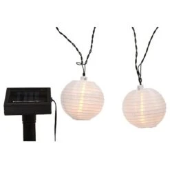Guirlande Solaire à LED Lanternes - Blanc Chaud -Mobilier De Jardin guirlande solaire a led lanternes blanc chaud 17278 1