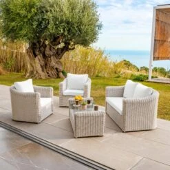 Mobilier De Jardin -Mobilier De Jardin housses de coussin pour salon de jardin 4 places calvi blanc 127841 1682324778