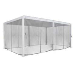 Lot De 6 Rideaux Et Rails Pour Pergola Evora (6 X 3,6 M) - Gris Clair -Mobilier De Jardin jeu rid rail evora 6x3 6m g bl 126276 1675241453