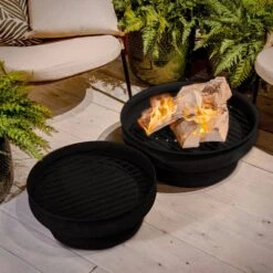 Lot De 2 Braseros Rond Noir