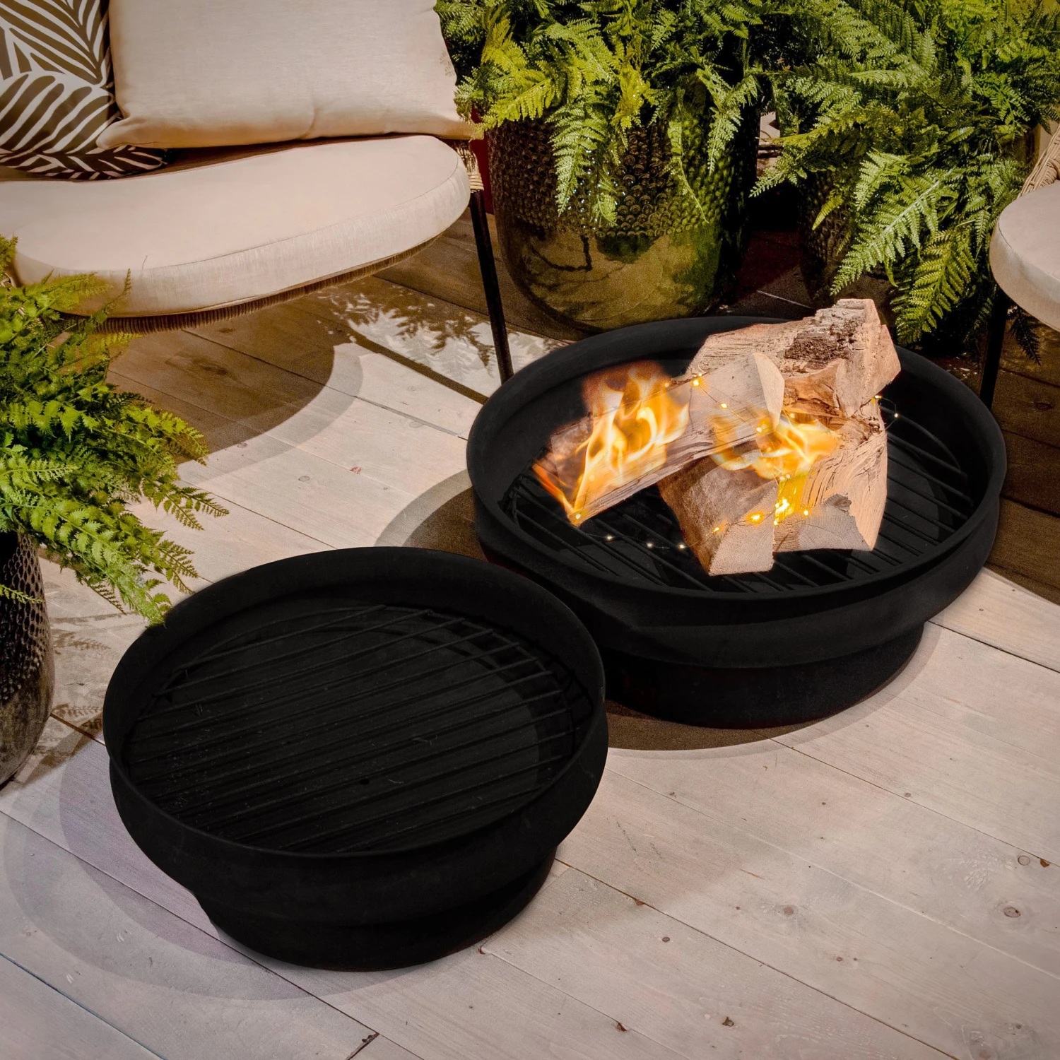 Lot de 2 braseros Rond Noir Lot De 2 Braseros Rond Noir -Mobilier De Jardin lot de 2 braseros rond noir 124692 1676281587