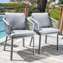 Lot De 2 Fauteuils De Jardin Amalfi - Gris Anthracite