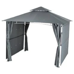 Lot De 4 Rideaux De Tonnelle Et 2 Auvents Amalya (3 X 3 M) - Gris Ardoise -Mobilier De Jardin lot de 4 rideaux de tonnelle et 2 auvents amalya 3 x 3 m ardoise 76061 1645018591