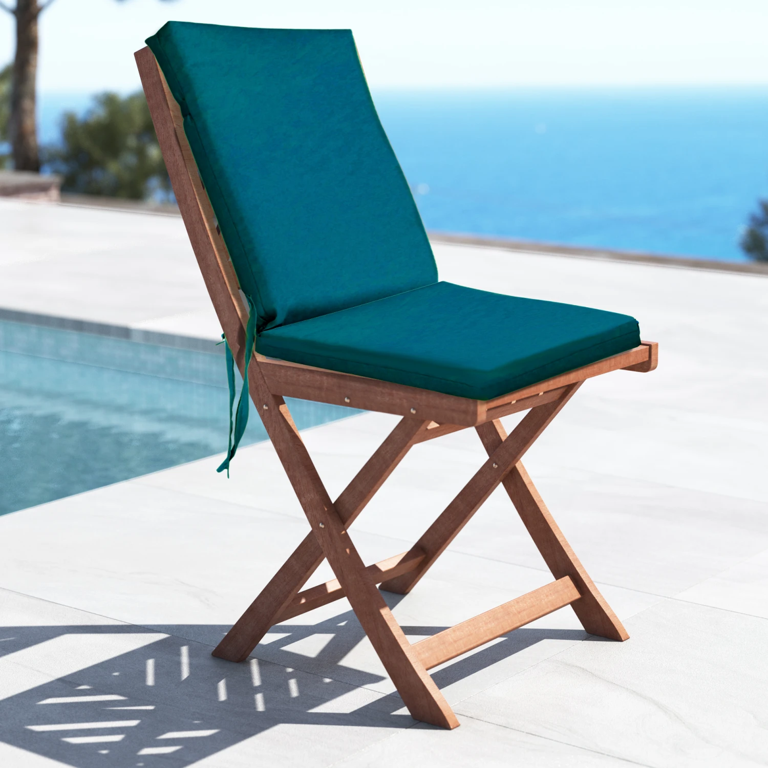 Galette de chaise avec dossier (L90 cm) Mambo Vert canard Galette De Chaise Avec Dossier (L90 Cm) Mambo Vert Canard -Mobilier De Jardin mambo chaise dossier vert canard