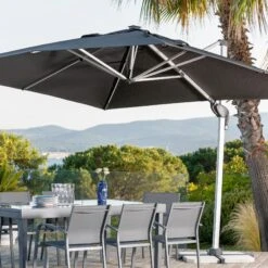 Parasol Déporté à LED Yucatan Rectangulaire (L4 X 3 M) - Gris Anthracite