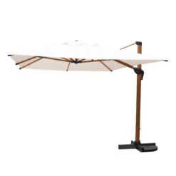 Parasol Déporté Yucatan Rectangulaire (L4 X 3m) - Bois Et Blanc -Mobilier De Jardin parasol d port yucatan l4 x 3m blanc 94606 1686051706