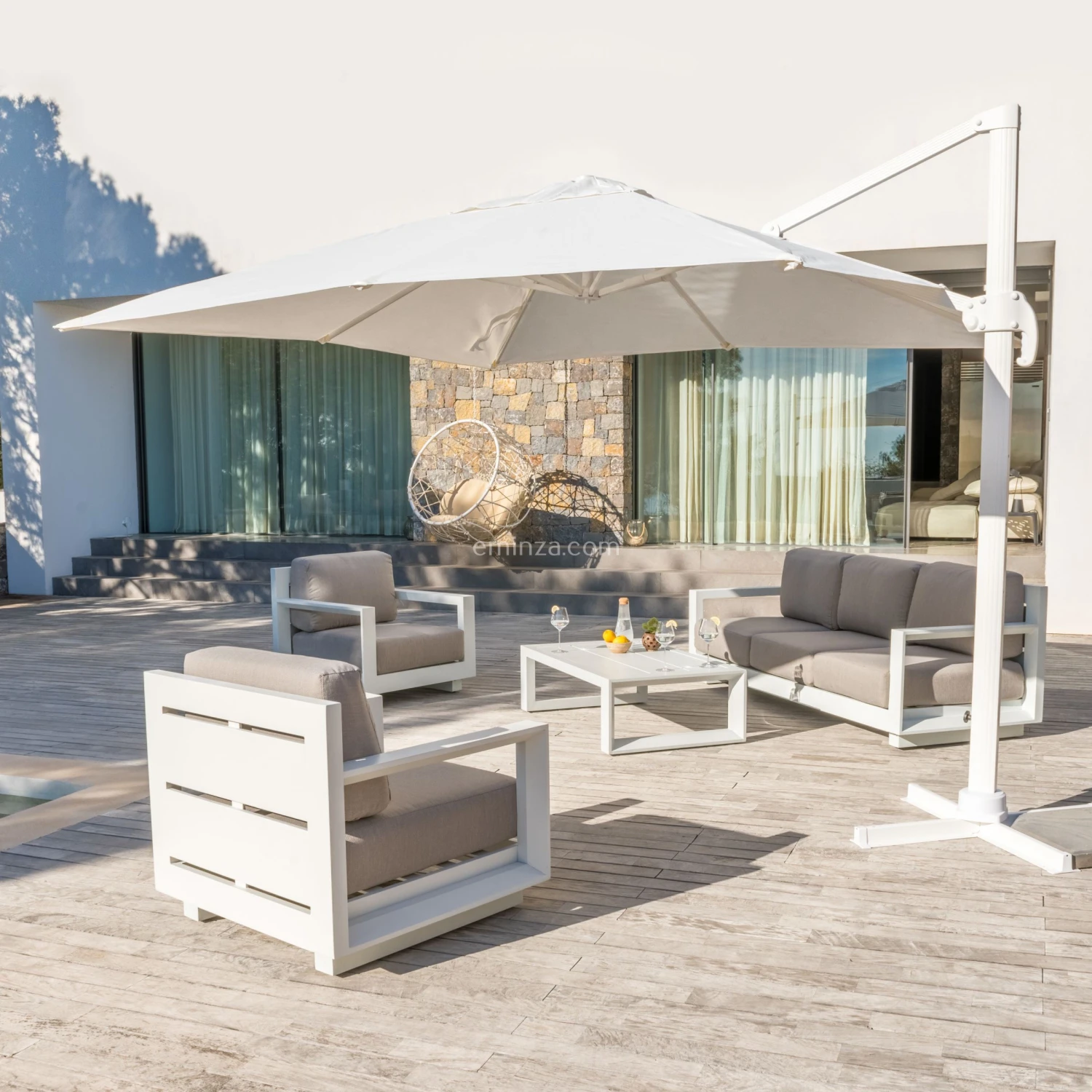 Parasol Déporté Bahia rectangulaire (L4 x 3 m) - Blanc Parasol Déporté Bahia Rectangulaire (L4 X 3 M) - Blanc -Mobilier De Jardin parasol deporte bahia rectangulaire l4 x l3 m blanc 76742 1583940102