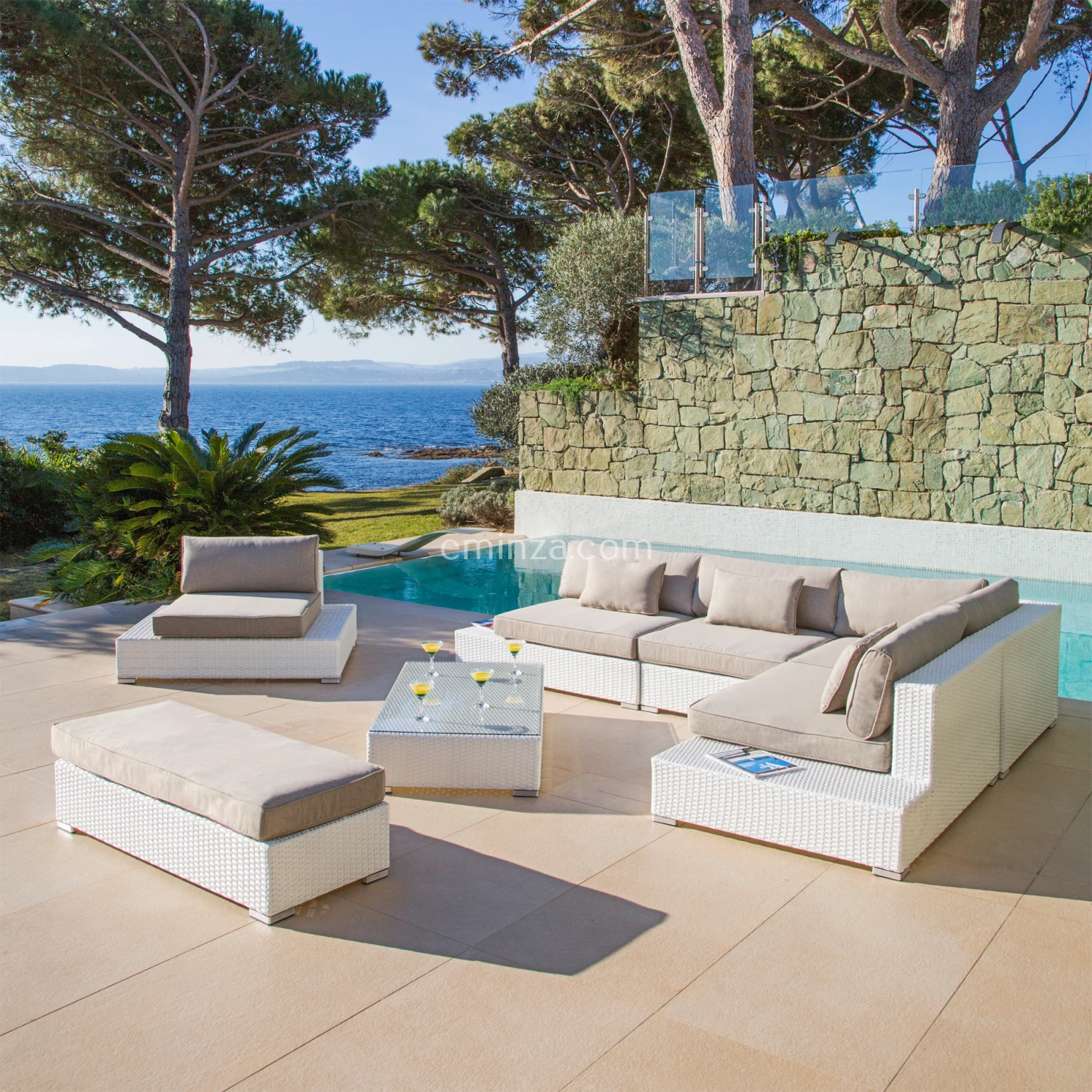 Banquette 2 places Palma - Blanc Banquette 2 Places Palma - Blanc -Mobilier De Jardin pouf 2 places palma 68547 1