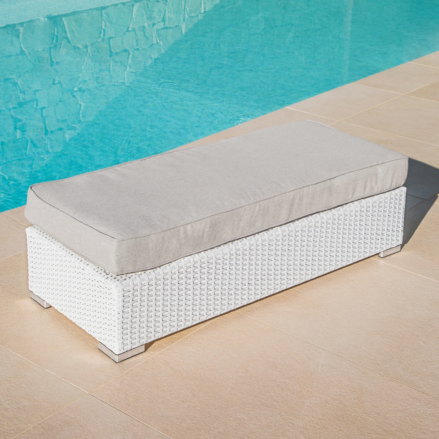 Banquette 2 places Palma - Blanc Banquette 2 Places Palma - Blanc -Mobilier De Jardin pouf de jardin 2 places palma blanc 68547
