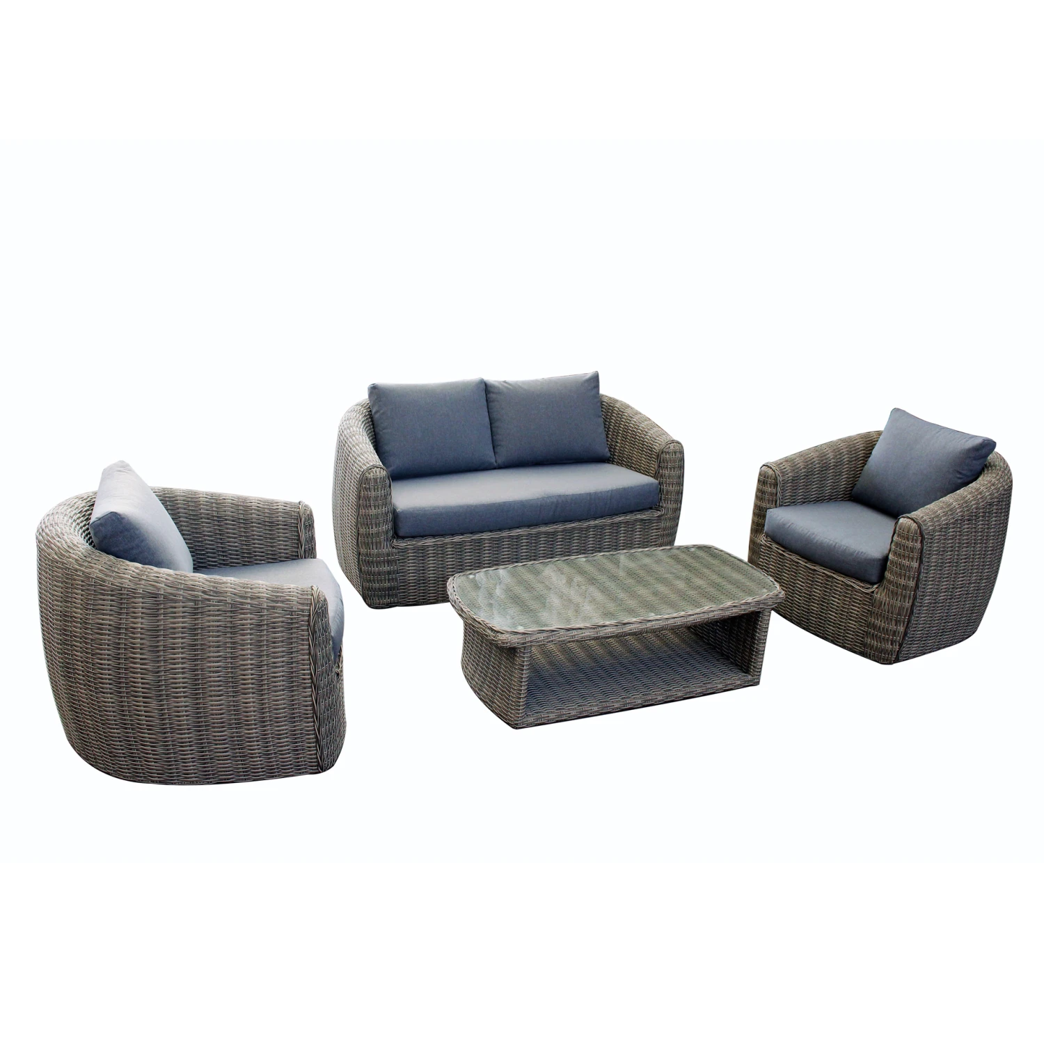 Salon de jardin Merida Gris - 4 places Salon De Jardin Merida Gris - 4 Places -Mobilier De Jardin salon de jardin 4 pcs 4 places resine merida gris 76880