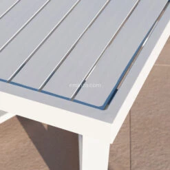 Salon De Jardin Mykonos Blanc - 5 Places -Mobilier De Jardin salon de jardin 4 pieces 5 places structure en blanc coussin en gris clair mykonos 68593 2