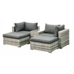 Salon De Jardin Mallorca Gris - 4 Places -Mobilier De Jardin salon de jardin 5 pcs mallorca gris 76823